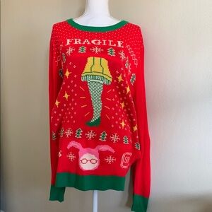 Festive ‘A Christmas Story’ Red Sweater with Leg Lamp Design